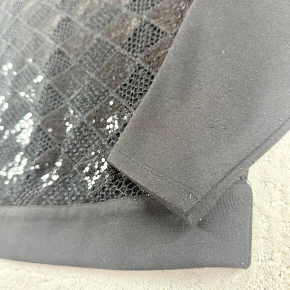 Armani Exchange A/X black sequin mesh argyle crew neck sweatshirt - US Women’s M - Picture 8 of 10